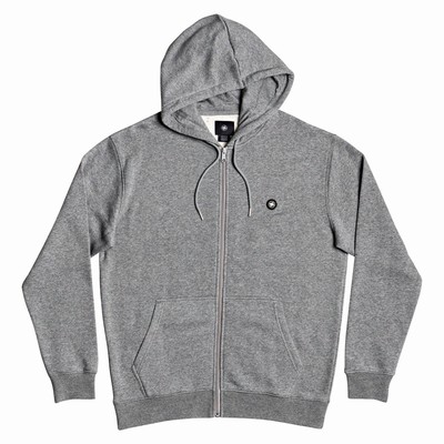 DC Riot Zip-Up Men's Grey Sweatshirts & Hoodies Australia Sale VOD-806